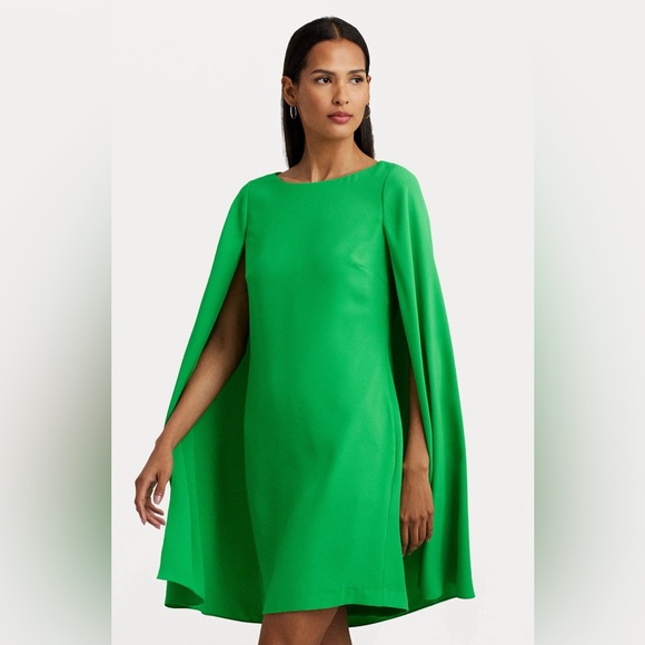 Ralph Lauren Dresses & Skirts - Ralph Lauren Georgette Cape Dress Size 10 - Green